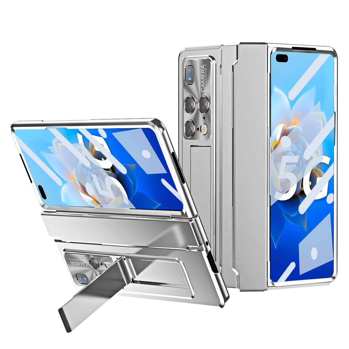For Huawei Mate X2 Kickstand Hard PC Case Hinge Protection Phone Cover with Lens Film and Tempered Glass Screen Film For Huawei Mate X2 Kickstand Hard PC Case Hinge Protection Phone Cover with Lens Film and Tempered Glass Screen Film